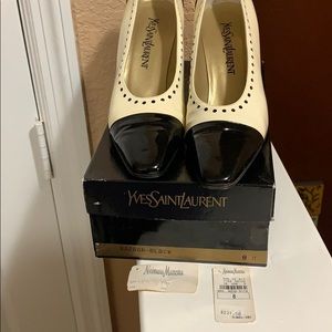 YSL YVES SAINT LAURENT vintage heels black & white